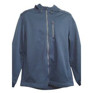 Izod Mens Hoodie Jacket L Pockets Full‎ Zip Blue Fleece Lined Softshell